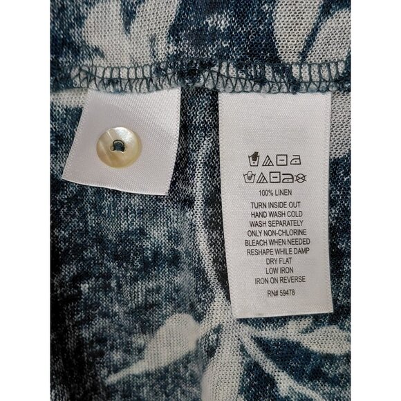 Cynthia Rowley Floral Linen Top XL Button Back Cap Sleeve Coastal Lagenlook - Picture 4 of 9